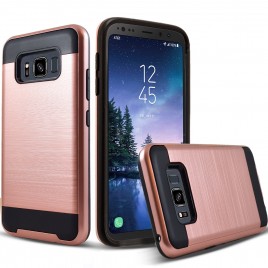 Samsung Galaxy S8 Active Case, 2-Piece Style Hybrid Shockproof Hard Case Cover with [Premium Screen Protector] Hybird Shockproof And Circlemalls Stylus Pen (Rose Gold)